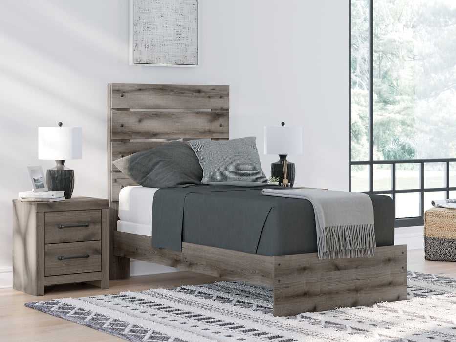 Graystorm Twin Panel Bed with Mirrored Dresser, Chest and Nightstand