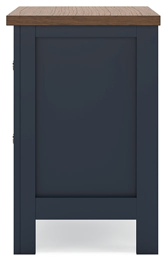 Landocken Twin Panel Headboard with Mirrored Dresser, Chest and Nightstand